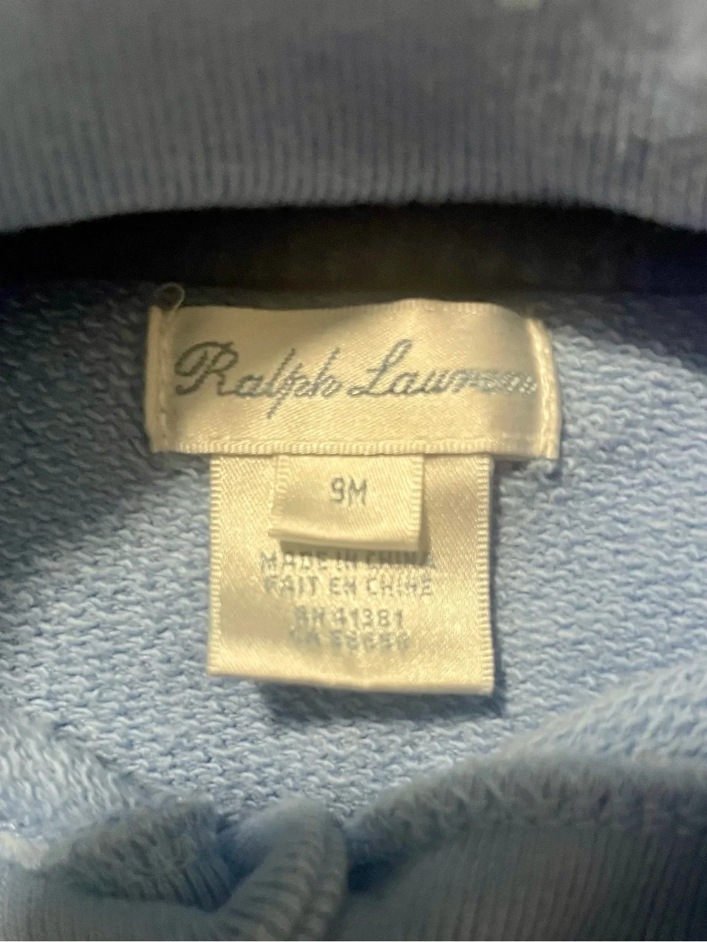 Ralph Lauren Baby Blue Shawl Collar Cardigan with Crest Patch